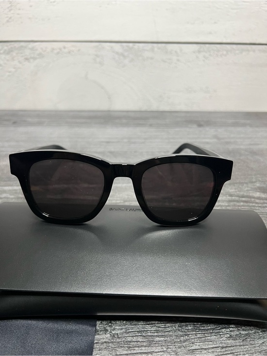 Saint Laurent Black Gloss Sunglasses with Silver Accents main image 8
